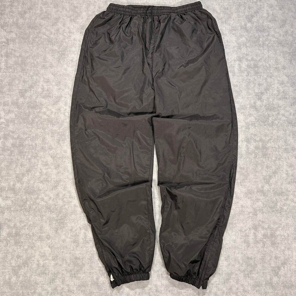 Vintage 90s Athletech Nylon Track Pants Black Windbreaker Joggers Lined Mens L